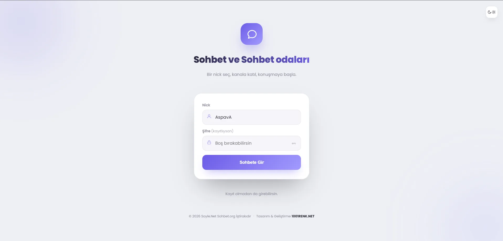 RENK V1 Sohbet apleti