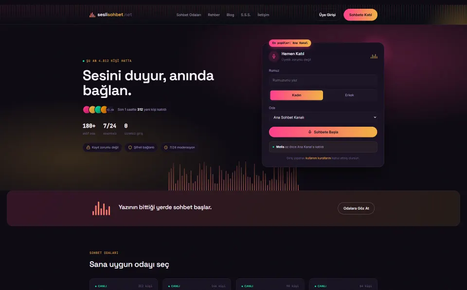 SesliSohbet.net web tasarım referansı