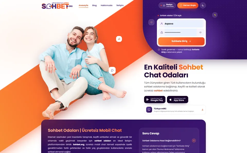 Sohbet.org özel tasarım